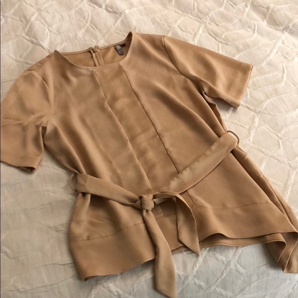 ASOS Tops - ASOS size 4 tan silky shirt